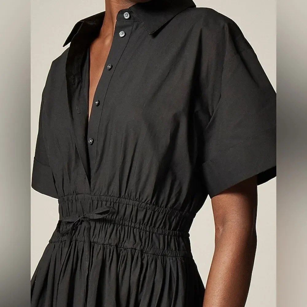 NWT J Crew Elena shirtdress in cotton poplin in black